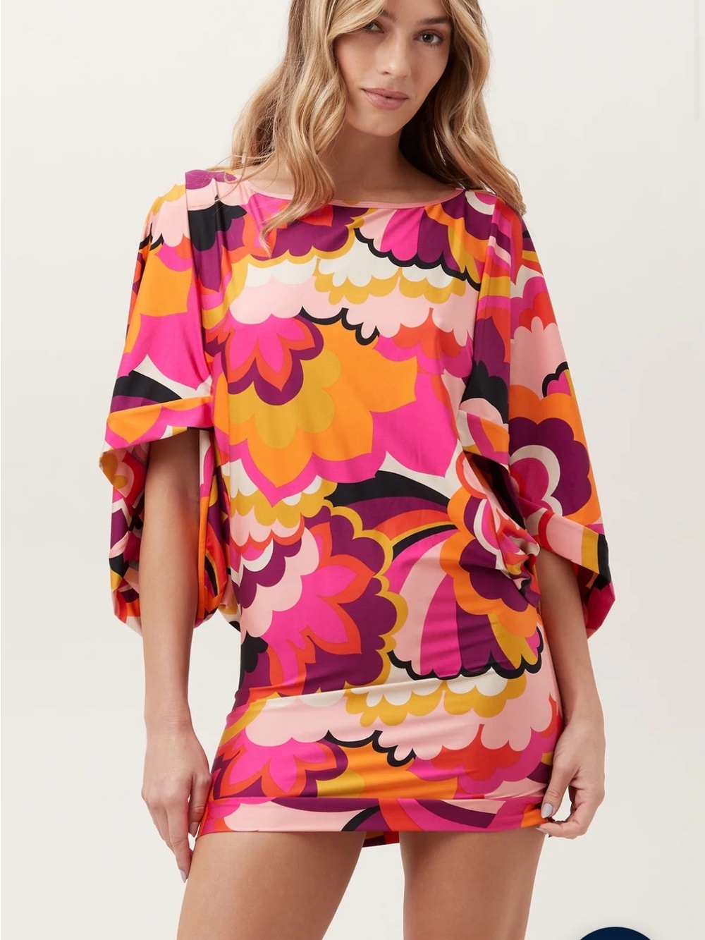 Trina Turk Fan Faire Multi-Color Floral Swim Coverup Tunic Pink Orange Purple